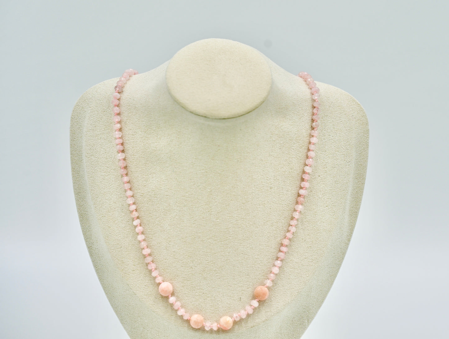 19 inch Pink Opal Knotted silk Necklace