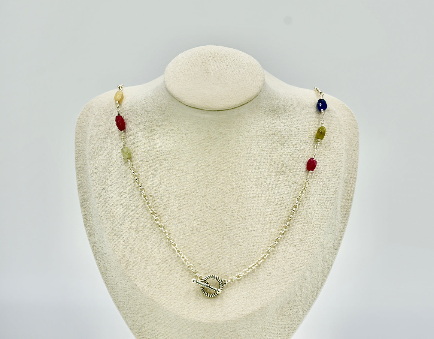 Multiple Tourmaline Silver Hardware 22 Inch Necklace