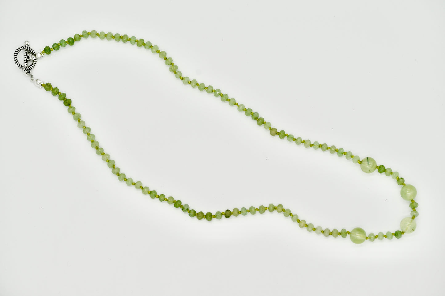 19 Inch Peridot Knotted Silk Necklace