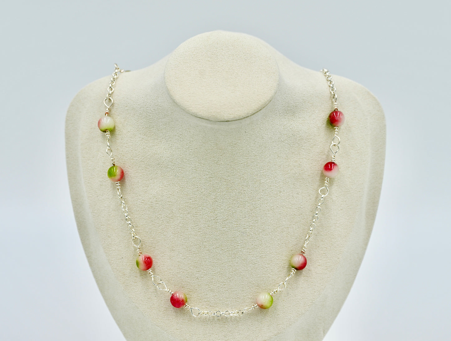 Jasper Jade Mixed 925 19 Inch Necklace Silver Hardware