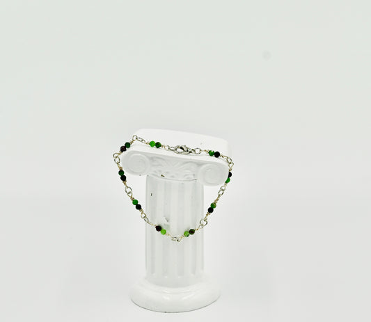 Sterling Silver Rosary Zoisite 7 Inch Bracelet