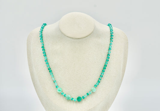19 inch Aquamarine Knotted silk Necklace