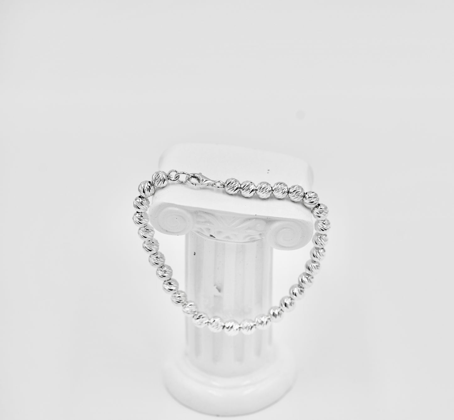 925 Medium Beads Diamond Cut 7 Inch Bracelet