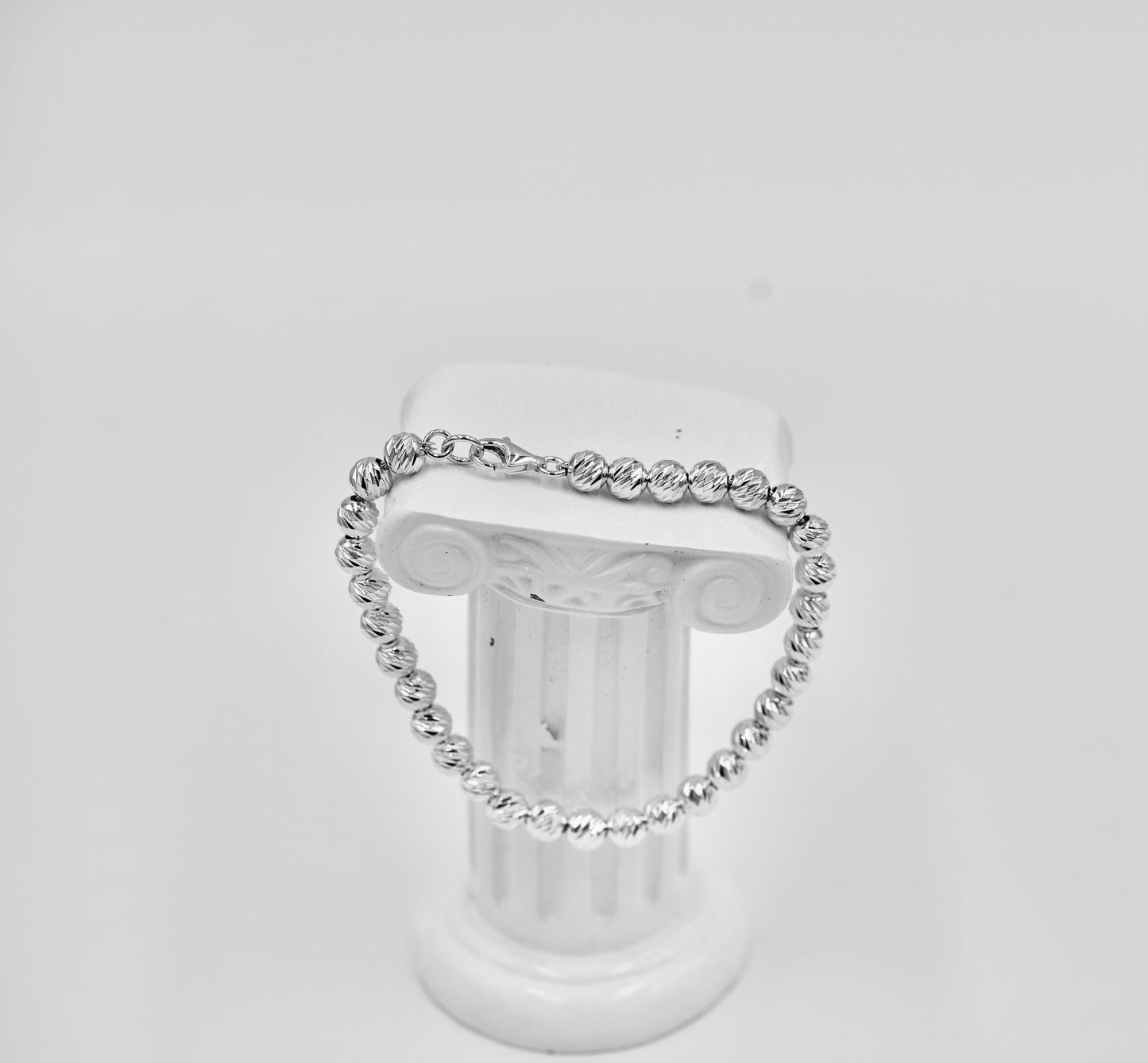 925 Large Beads Diamond Cut 7 Inch Bracelet