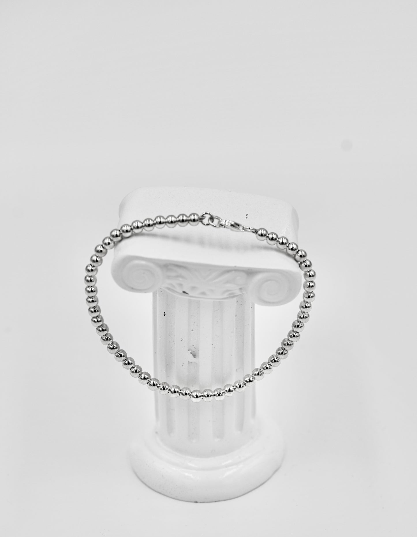 925 Sterling Silver Small Beads Round Flat 7 Inch Bracelet