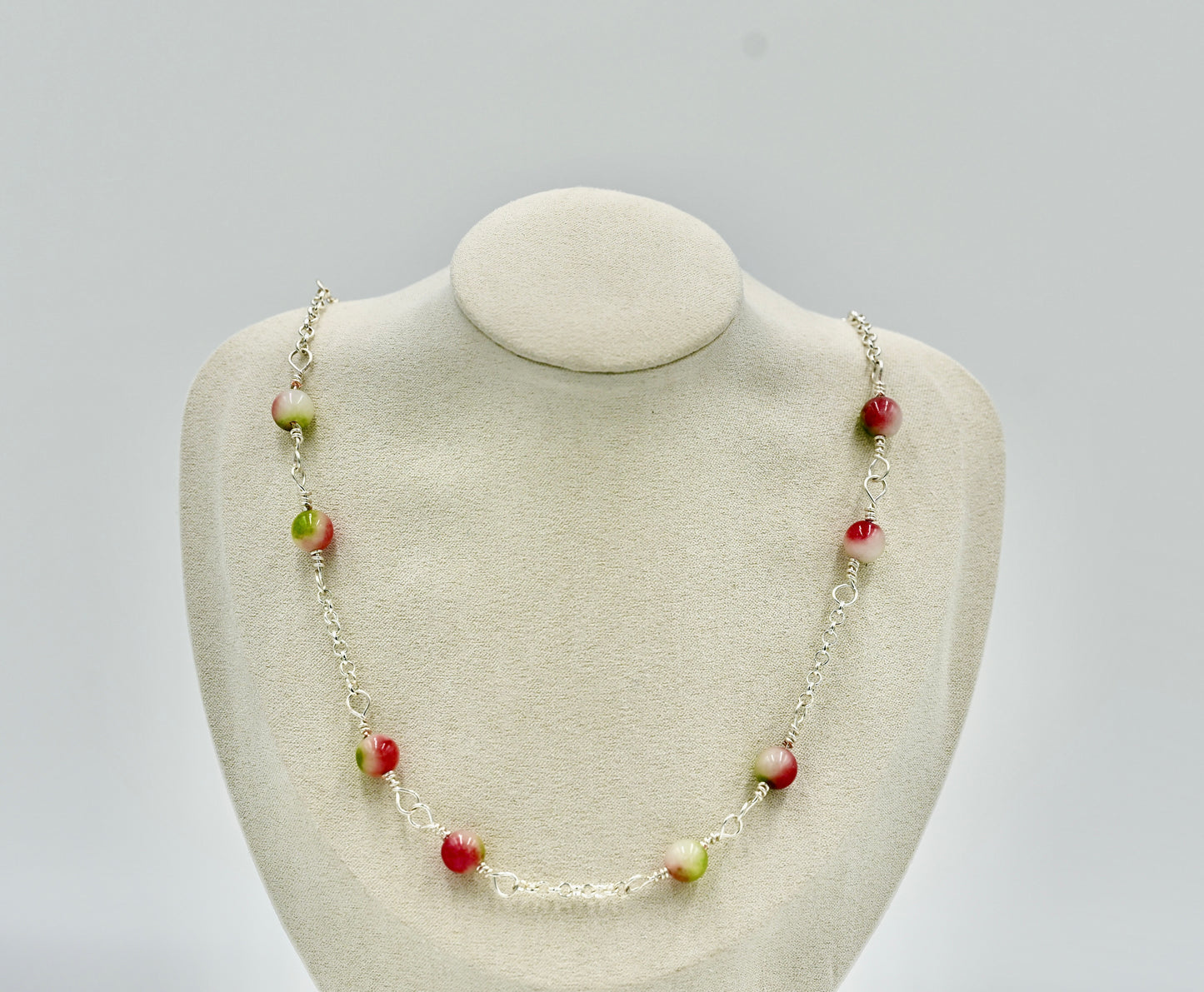 Jasper Jade Mixed 925 19 Inch Necklace Silver Hardware
