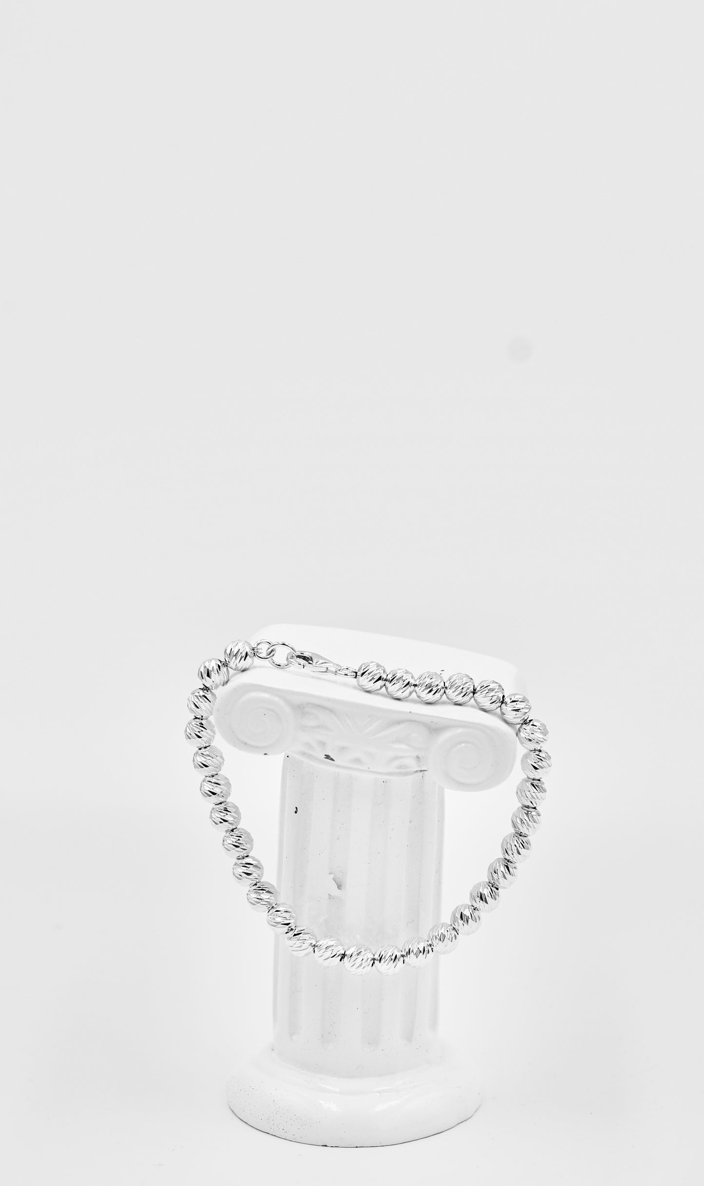 925 Small Beads Diamond Cut 7 Inch Bracelet