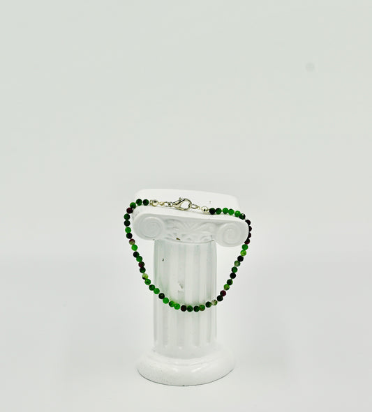 Zoisite Knotted 7 Inch Bracelet Silver Hardware