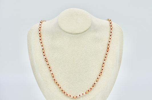 Chocolate Cognac Facet Chrystals 18 Inch Knotted Chocolate Brown Wax Silk Yellow Copper Hardware