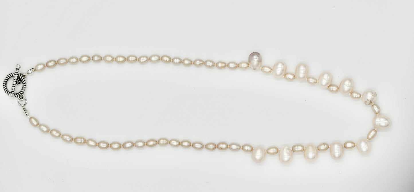 Fresh Water Rice Pearl Necklace Knotted