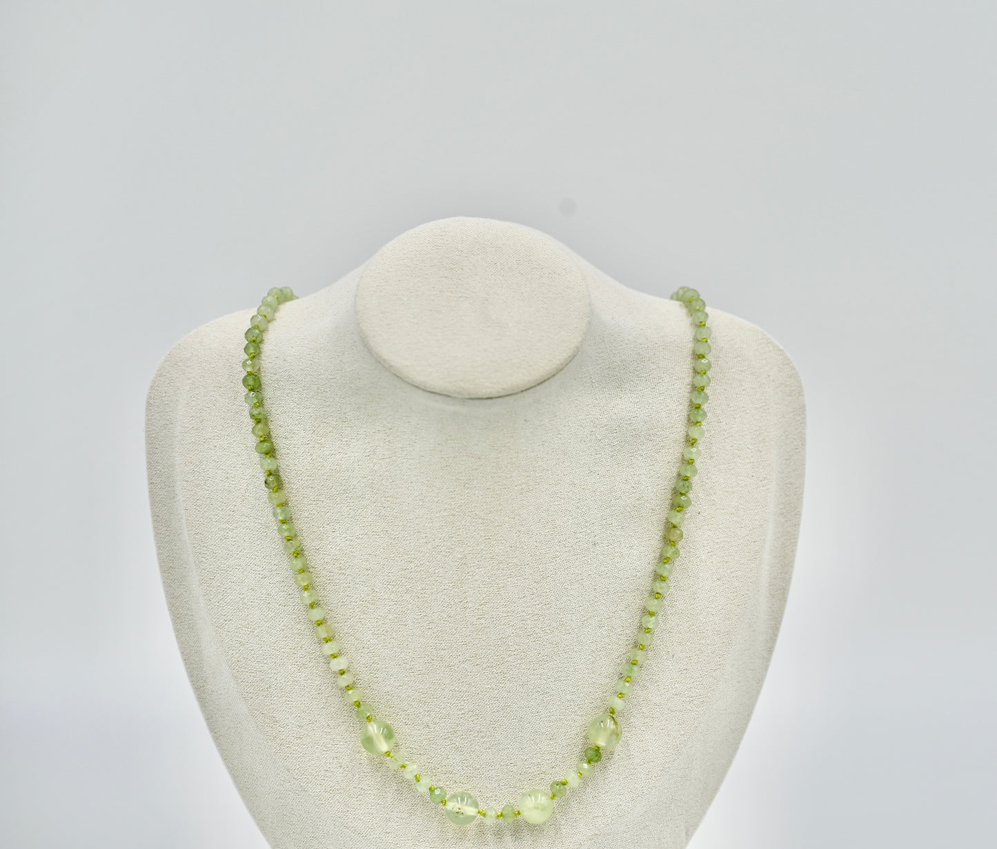 19 Inch Peridot Knotted Silk Necklace