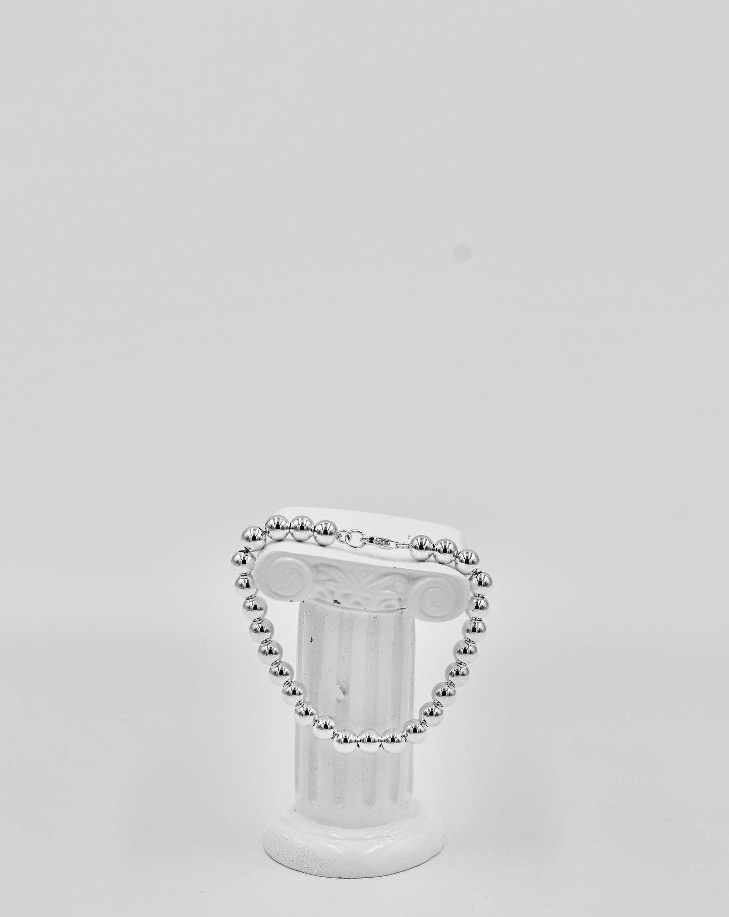925 Sterling Silver Large Beads Round Flat 7 Inch Bracelet