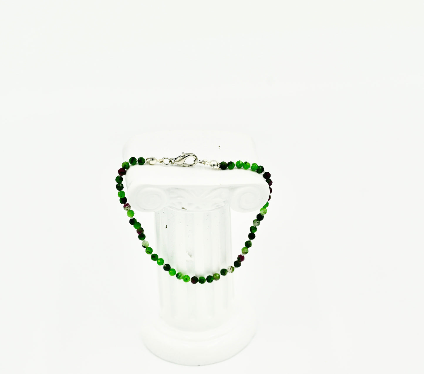 Zoisite Knotted 7 Inch Bracelet Silver Hardware