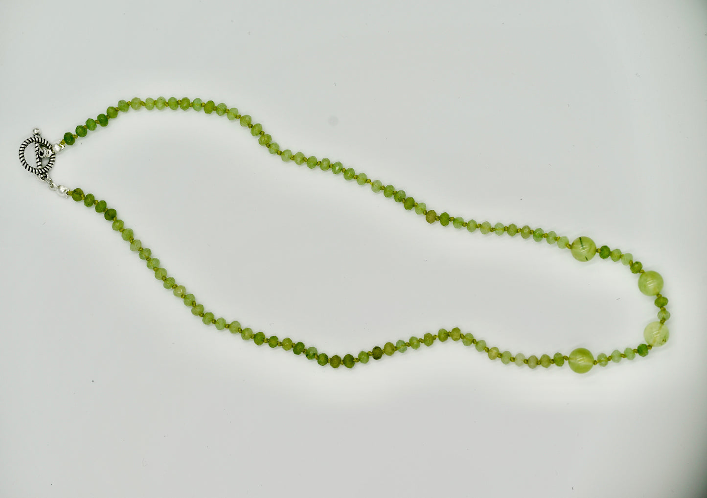 19 Inch Peridot Knotted Silk Necklace