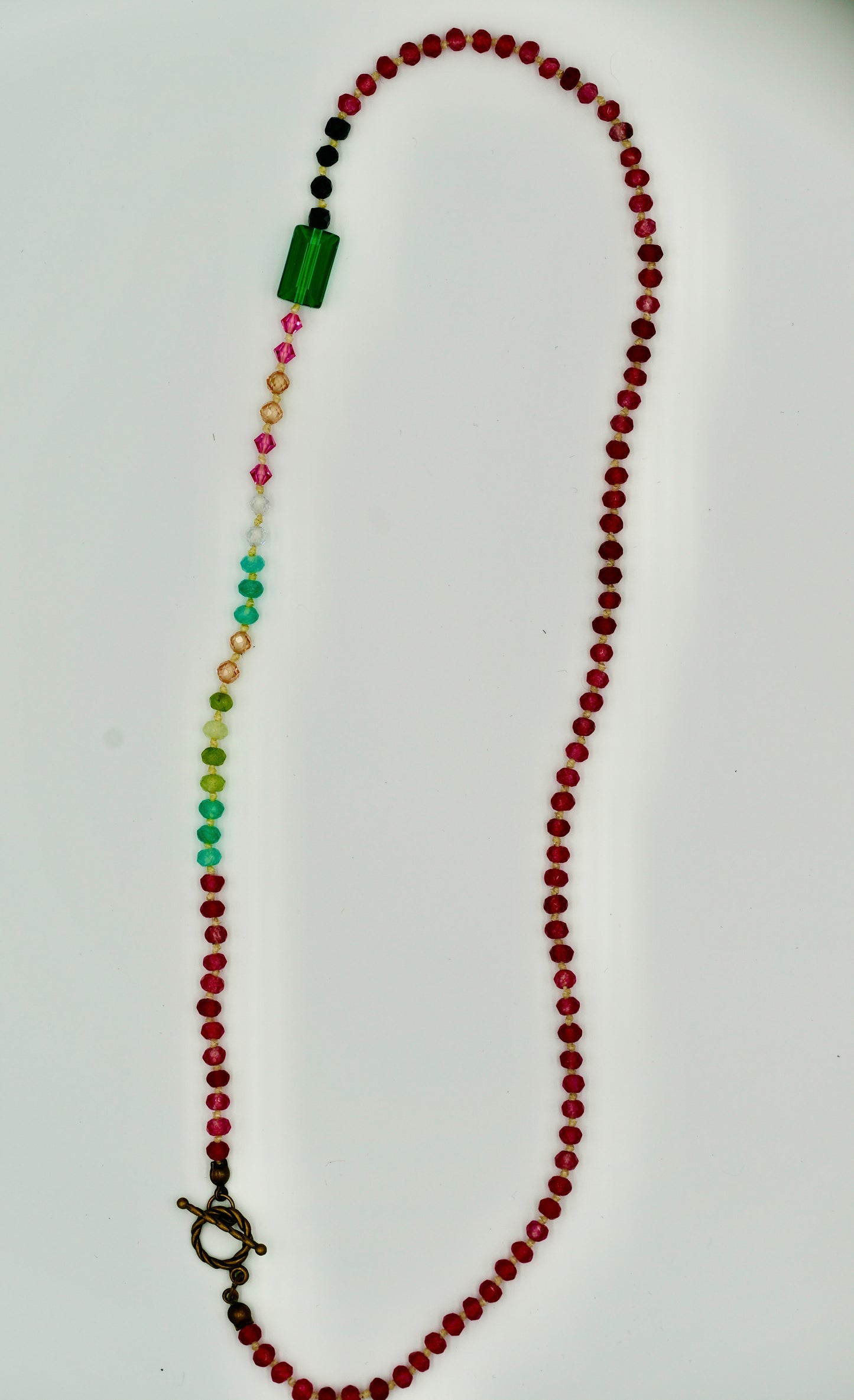 19 inch Tourmaline Eclectic Knotted silk Nacklece