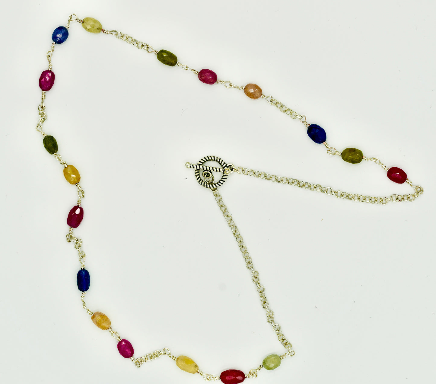 Multiple Tourmaline Silver Hardware 22 Inch Necklace