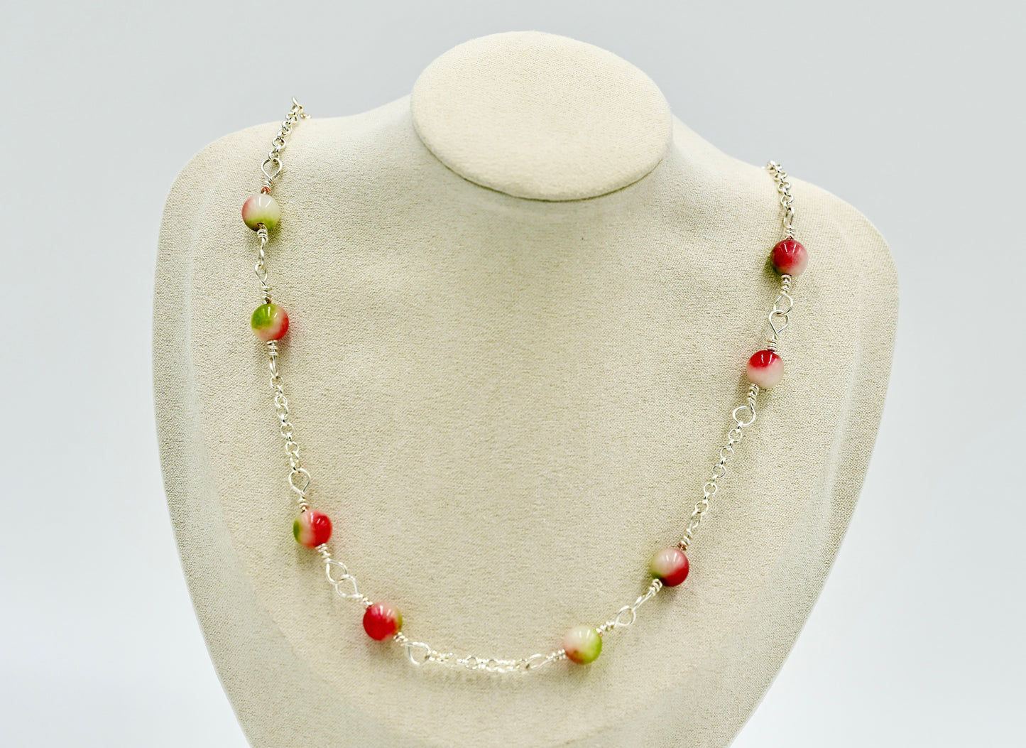 Jasper Jade Mixed 925 19 Inch Necklace Silver Hardware