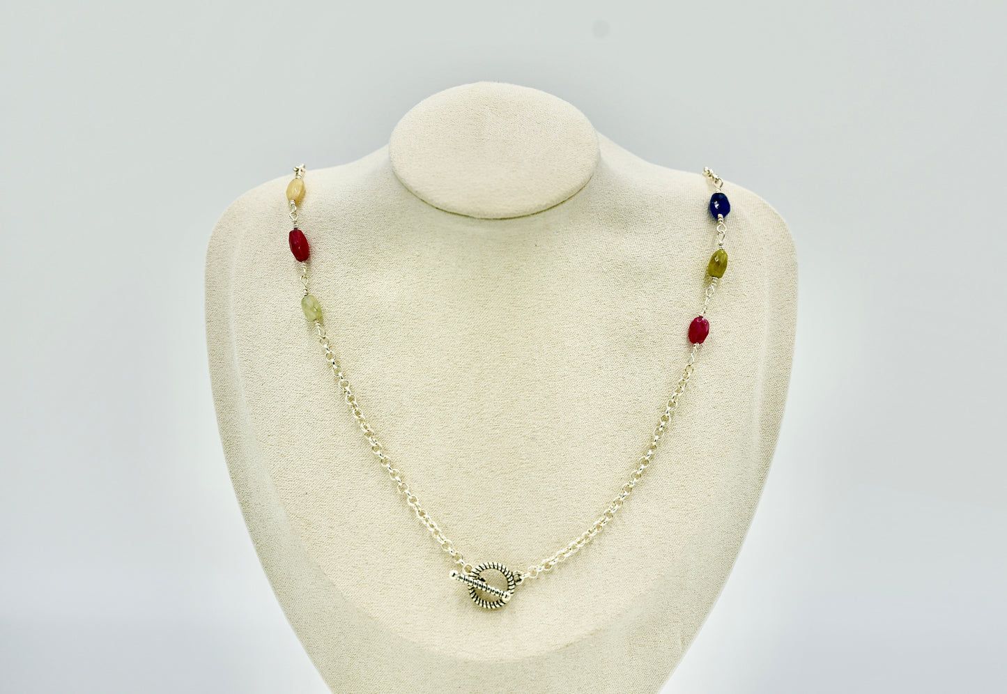 Multiple Tourmaline Silver Hardware 22 Inch Necklace