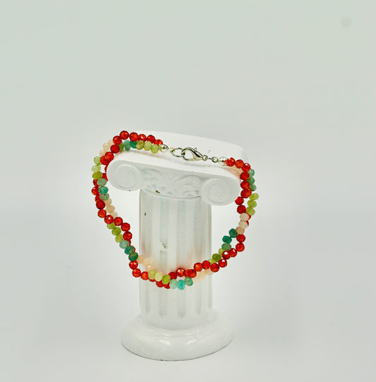 Aquamarine Orange Garnet Mixed Infinity 7 Inch Bracelet Silver Hardware