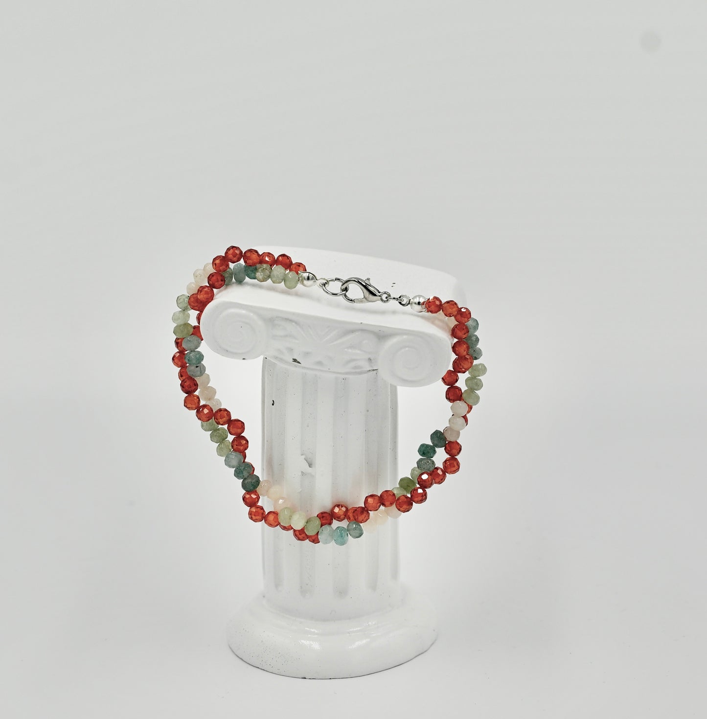 Aquamarine Orange Garnet Mixed Infinity 7 Inch Bracelet Silver Hardware