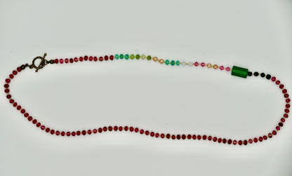 19 inch Tourmaline Eclectic Knotted silk Nacklece