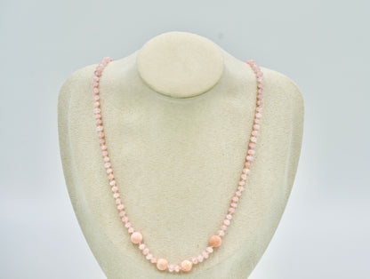 19 inch Pink Opal Knotted silk Necklace