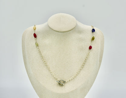 Multiple Tourmaline Silver Hardware 22 Inch Necklace