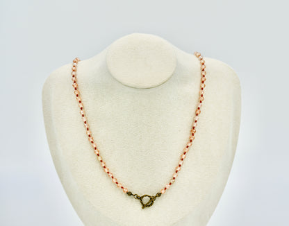 Chocolate Cognac Facet Chrystals 18 Inch Knotted Chocolate Brown Wax Silk Yellow Copper Hardware