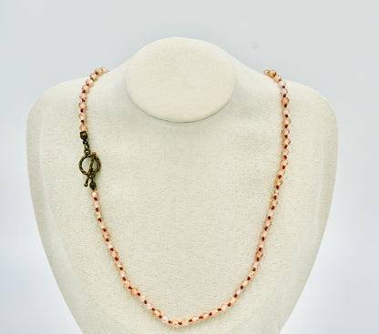 Chocolate Cognac Facet Chrystals 18 Inch Knotted Chocolate Brown Wax Silk Yellow Copper Hardware
