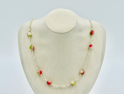 Jasper Jade Mixed 925 19 Inch Necklace Silver Hardware