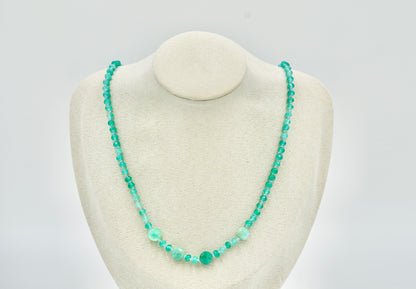 19 inch Aquamarine Knotted silk Necklace