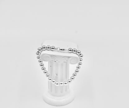 925 Sterling Silver Large Beads Round Flat 7 Inch Bracelet
