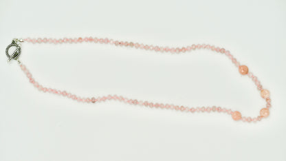 19 inch Pink Opal Knotted silk Necklace