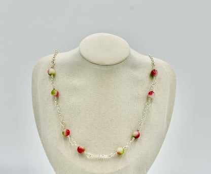 Jasper Jade Mixed 925 19 Inch Necklace Silver Hardware