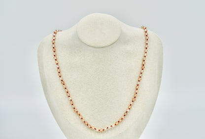 Chocolate Cognac Facet Chrystals 18 Inch Knotted Chocolate Brown Wax Silk Yellow Copper Hardware