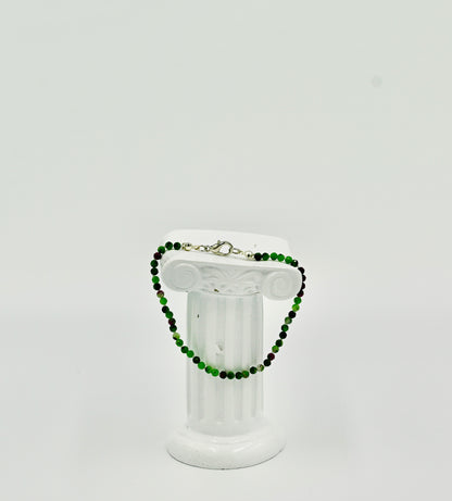 Zoisite Knotted 7 Inch Bracelet Silver Hardware