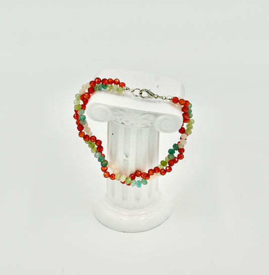 Aquamarine Orange Garnet Mixed Infinity 7 Inch Bracelet Silver Hardware