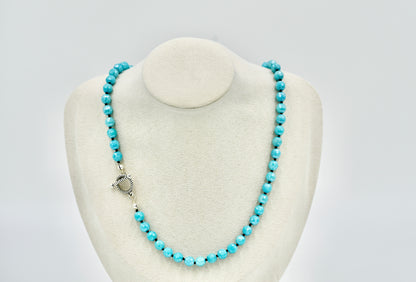 Mystic Blue Jade Facetted 17 Inch Necklace Knotted Black Silk