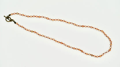 Chocolate Cognac Facet Chrystals 18 Inch Knotted Chocolate Brown Wax Silk Yellow Copper Hardware
