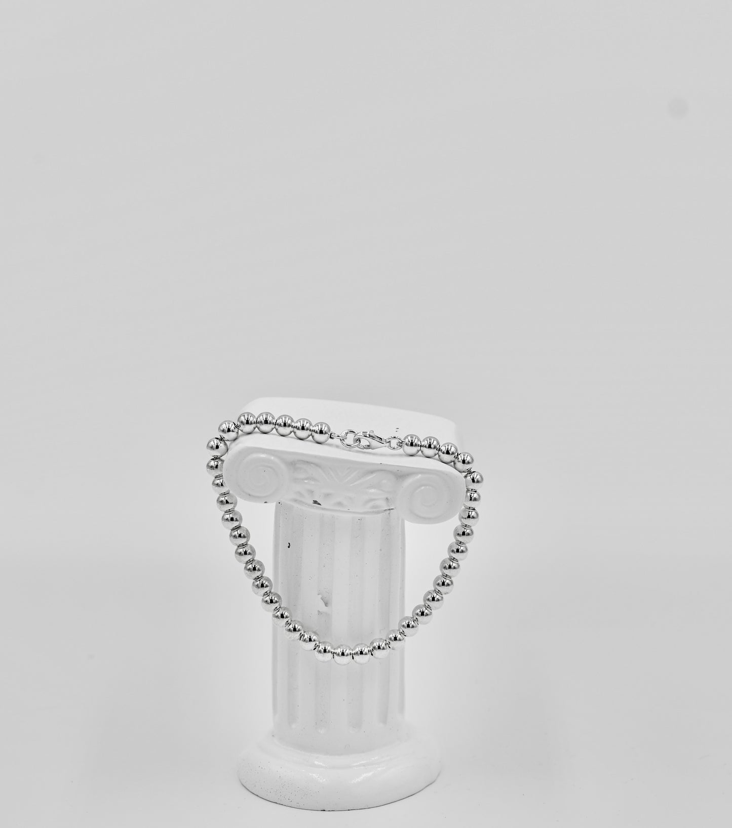 925 Sterling Silver Medium Beads Round Flat 7 Inch Bracelet