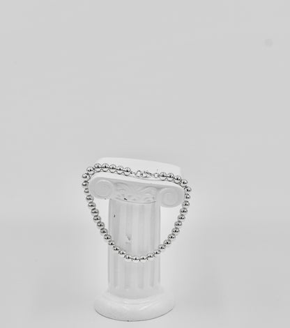 925 Sterling Silver Medium Beads Round Flat 7 Inch Bracelet