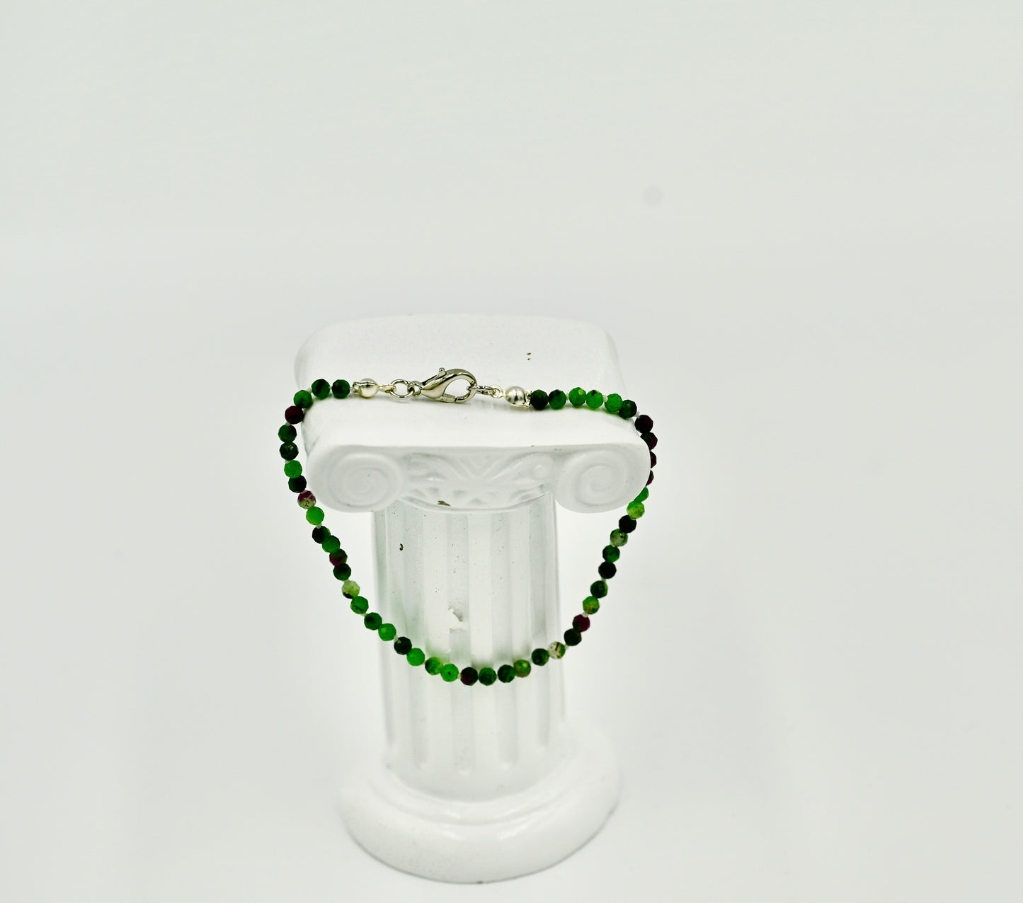 Zoisite Knotted 7 Inch Bracelet Silver Hardware