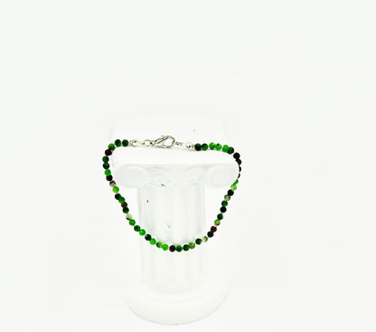 Zoisite Knotted 7 Inch Bracelet Silver Hardware