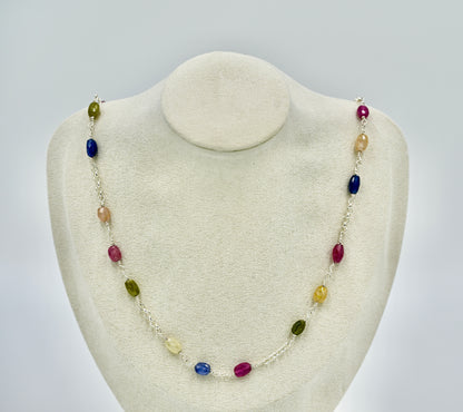 Multiple Tourmaline Silver Hardware 22 Inch Necklace