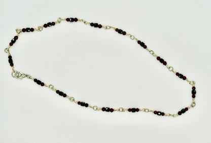 Black Spinel Red Garnet Accent 16 Inch 925 Rosary Necklace