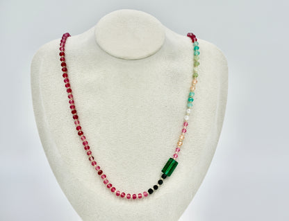 19 inch Tourmaline Eclectic Knotted silk Nacklece