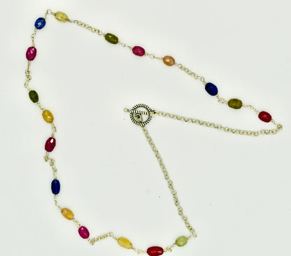 Multiple Tourmaline Silver Hardware 22 Inch Necklace