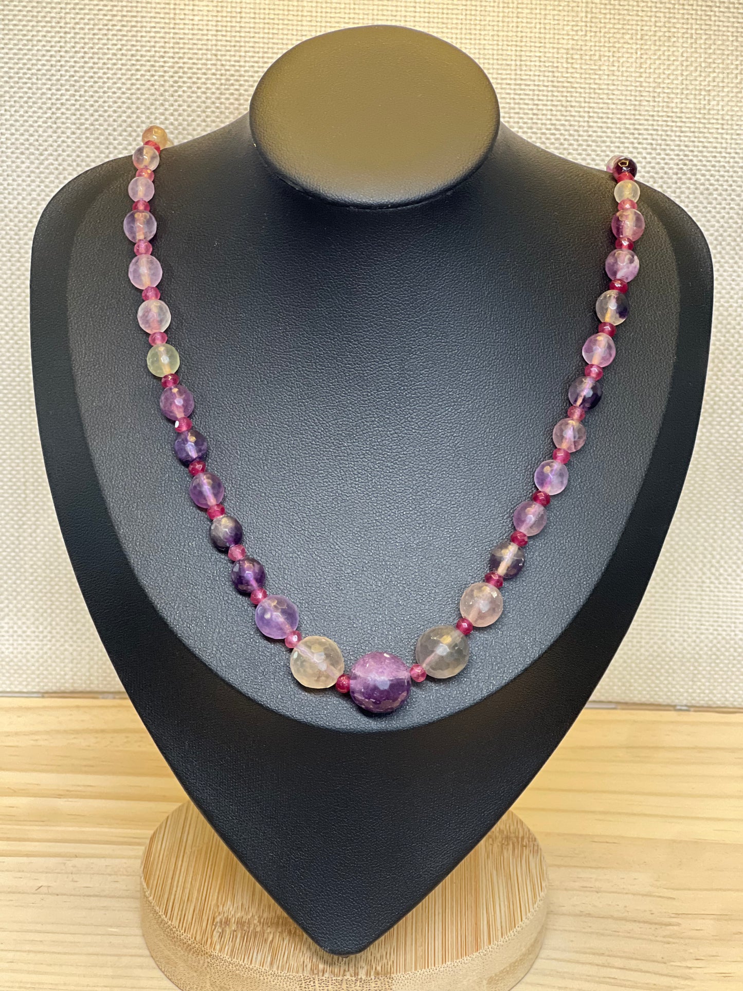 Natural Purple Fluoride over Knotted 17 Inch Necklace