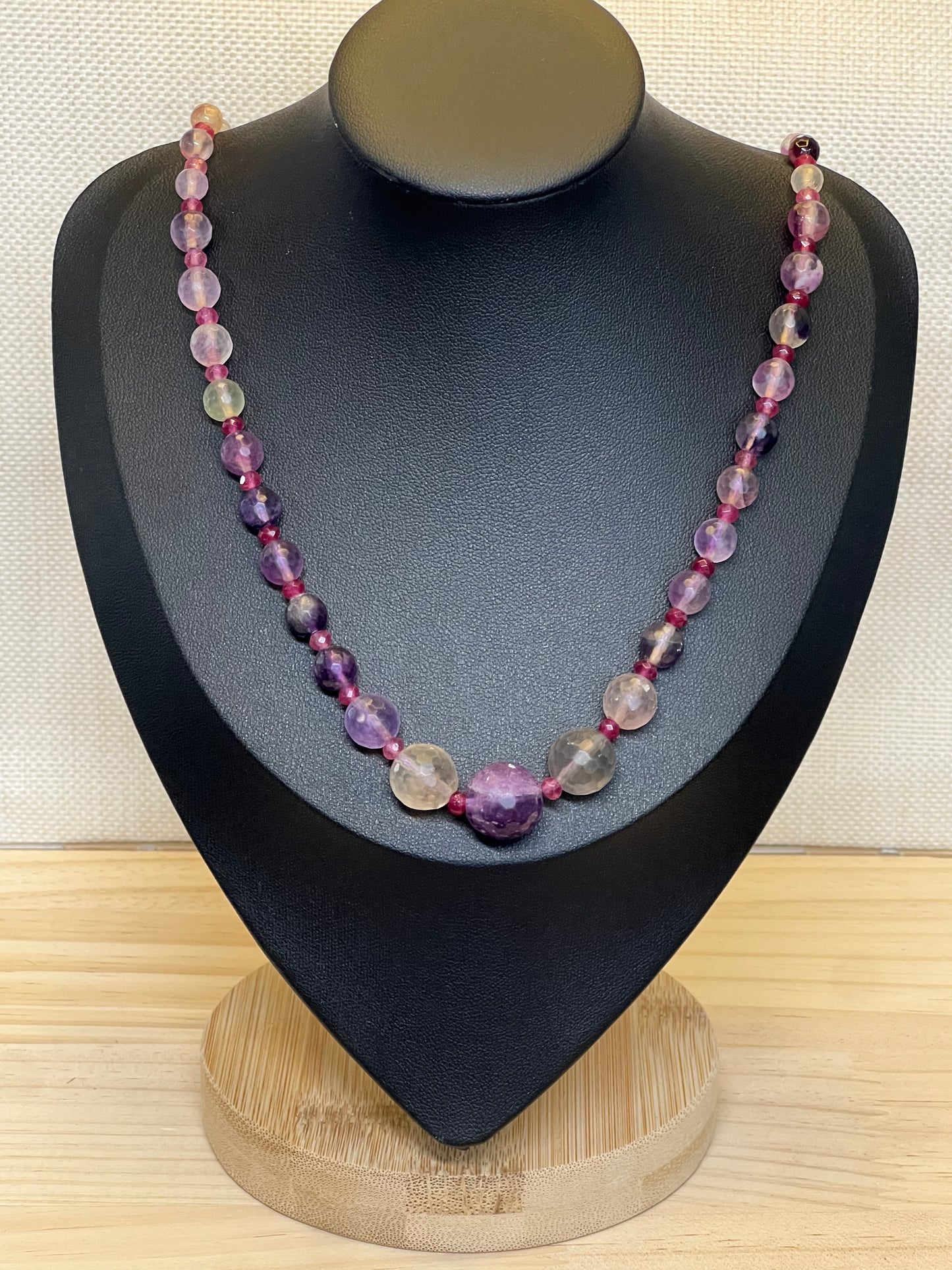 Natural Purple Fluoride over Knotted 17 Inch Necklace